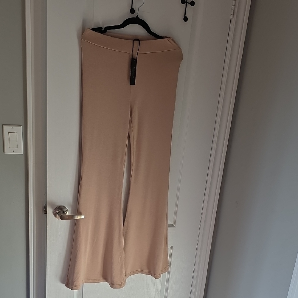 Revamped Beige Wide-Leg Pants